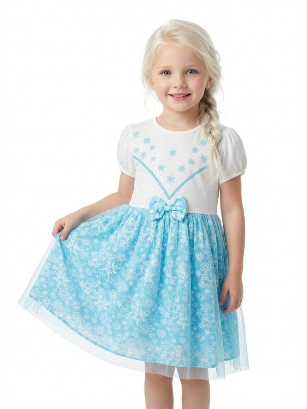 Girls Blue Snowflake Everyday Princess Dress for Play